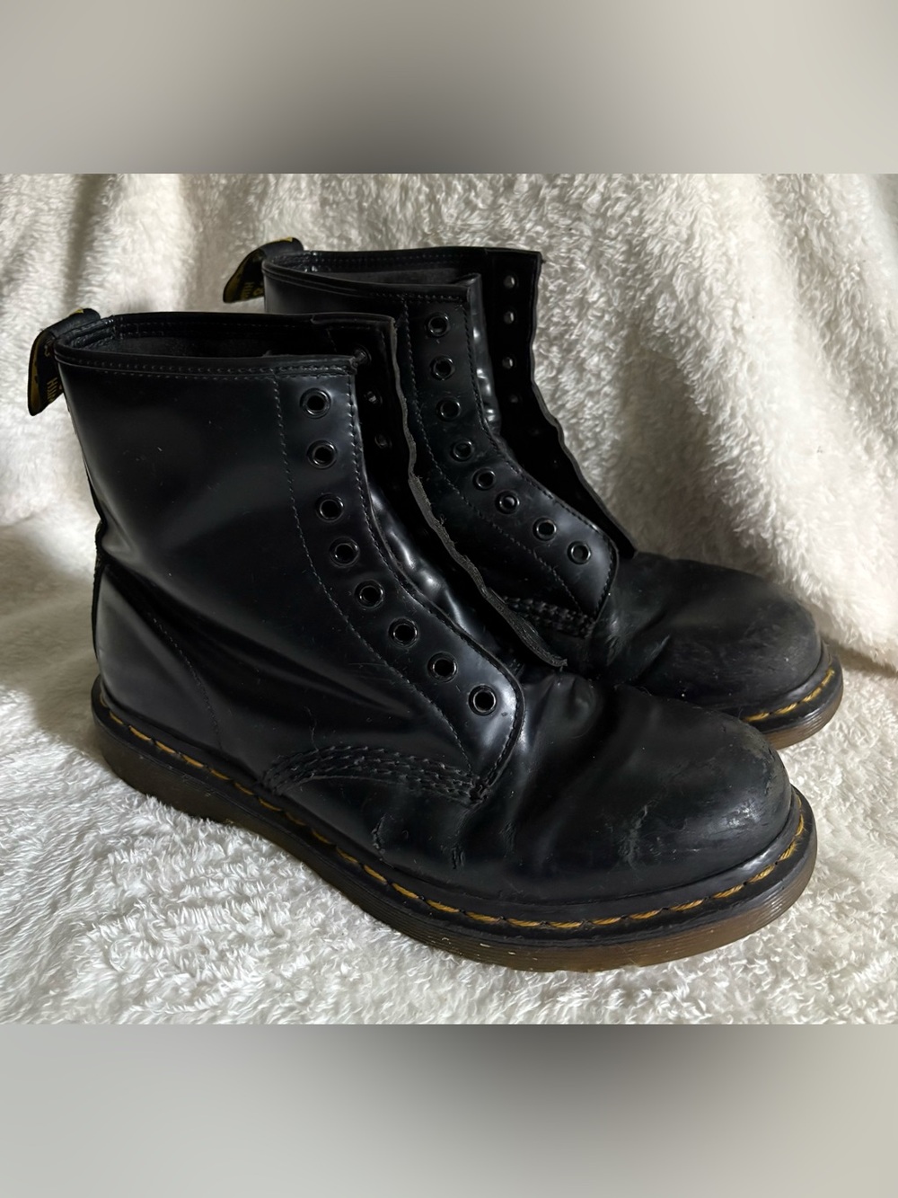 Unisex Dr. Martens Black Leather 8-Eye Lace-Up Boots 1460 Combat Smooth Leather
